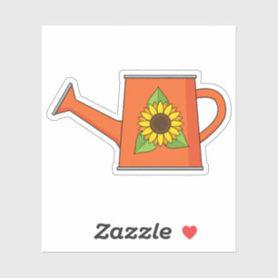 Sinaasappel Gietkan met Zonnebloem Sticker
