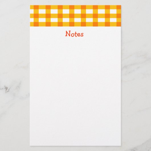 Sinaasappel Gingham Briefpapier (Voorkant)