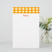 Sinaasappel Gingham Briefpapier (Staand voorkant)