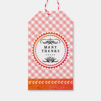 Sinaasappel Gingham Gift Label Cadeaulabel