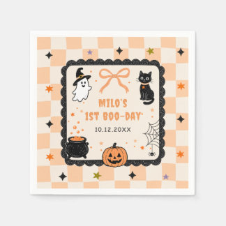 Sinaasappel Gingham Halloween Verjaardagsfeest Servet