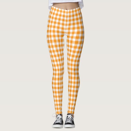 Sinaasappel Gingham Leggings (Voorkant)