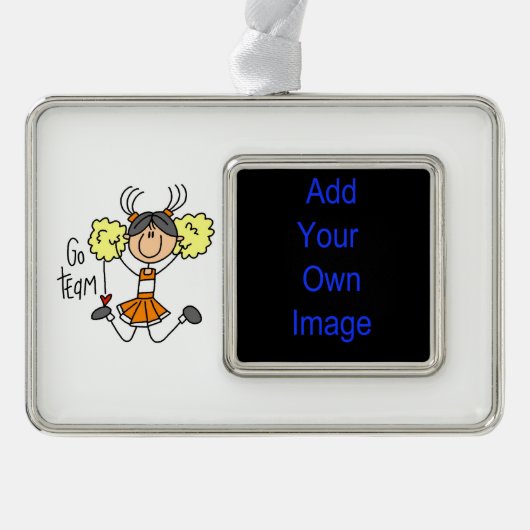 Sinaasappel Go Team Cheerleader Framed Ornament (Voorkant)