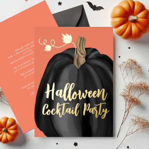 Sinaasappel Gouden Pompoen Halloween Cocktail Part Folie Uitnodiging
