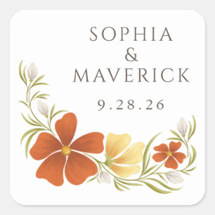 Sinaasappel & goudsbloem Vette Bloemen Sticker