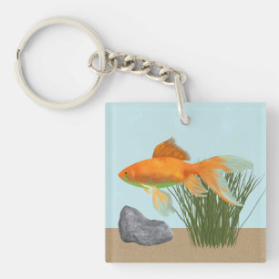 Sinaasappel Goudvis Natuur Aquarium Sleutelhanger