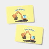 Sinaasappel graafmachine cartoon badge (Voor- en achterkant)