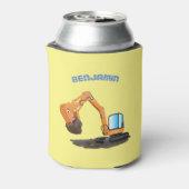 Sinaasappel graafmachine cartoon blikjeskoeler (Blikje Achterkant)