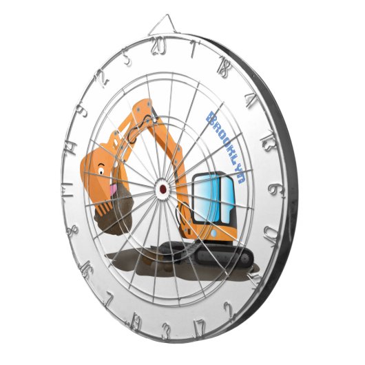 Sinaasappel graafmachine cartoon dartbord (Voorkant Rechts)
