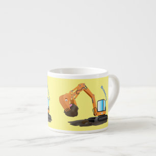 Sinaasappel graafmachine cartoon espresso kop