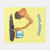 Sinaasappel graafmachine cartoon fleece deken (Voorkant (Horizontaal))