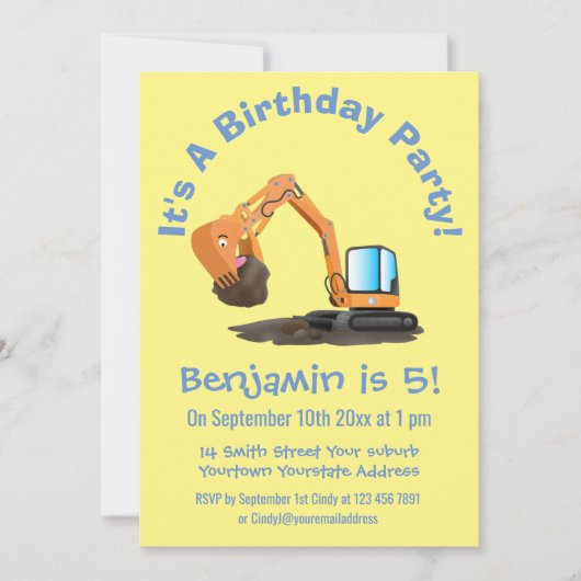 Sinaasappel graafmachine cartoon kaart (Voorkant)