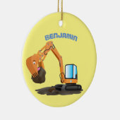 Sinaasappel graafmachine cartoon keramisch ornament (Rechts)