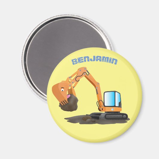 Sinaasappel graafmachine cartoon magneet (Voorkant / Achterkant)