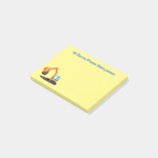 Sinaasappel graafmachine cartoon post-it® notes (Schuin)