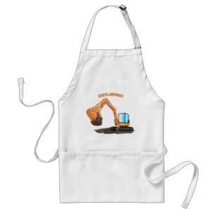 Sinaasappel graafmachine cartoon standaard schort