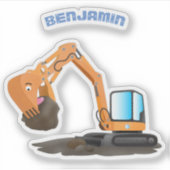 Sinaasappel graafmachine cartoon sticker (Voorkant)