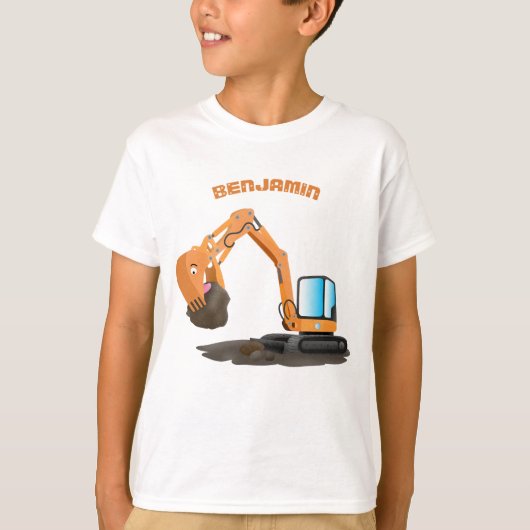 Sinaasappel graafmachine cartoon t-shirt (Voorkant)