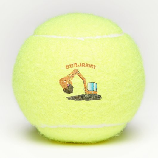 Sinaasappel graafmachine cartoon tennisballen (Voorkant)
