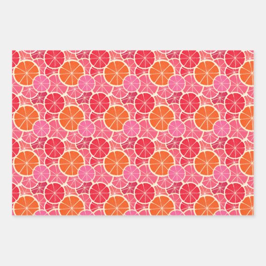 Sinaasappel & Grapefruit Citrusvruchten Patroon Inpakpapier Vel (Voorkant)