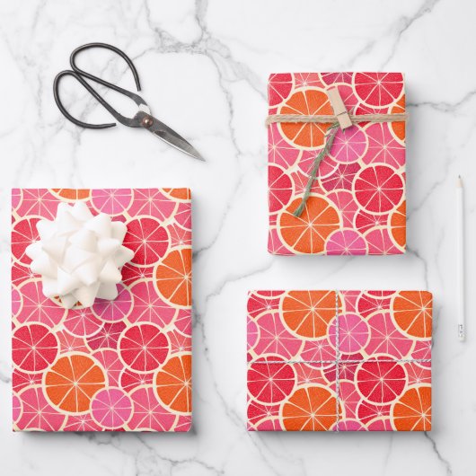 Sinaasappel & Grapefruit Citrusvruchten Patroon Inpakpapier Vel (Voorkant)