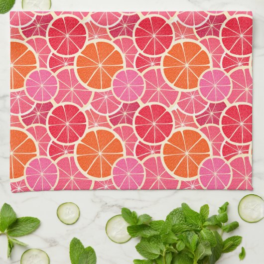 Sinaasappel & Grapefruit Citrusvruchten Patroon Theedoek (Gevouwen)