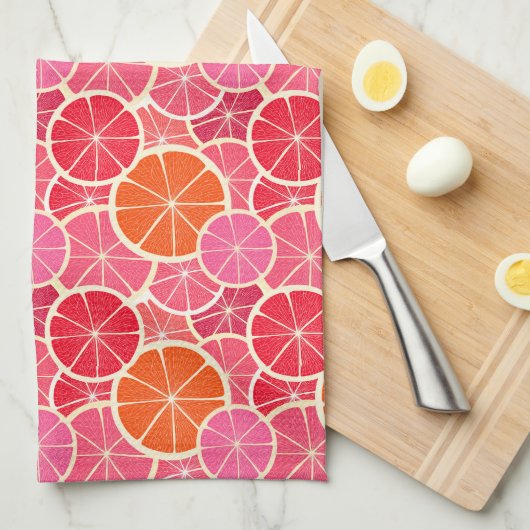 Sinaasappel & Grapefruit Citrusvruchten Patroon Theedoek (Quarter Fold)