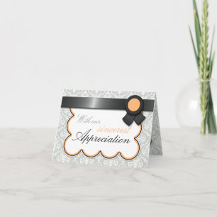 Sinaasappel & Grijs Damask Elegant Dank u Kaarten