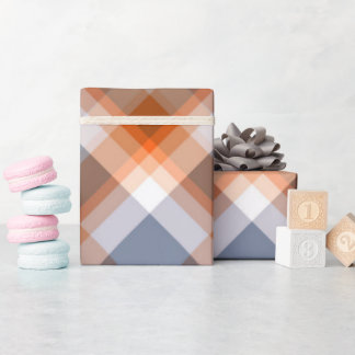 Sinaasappel grijs perzik strepen patroon cadeaupapier