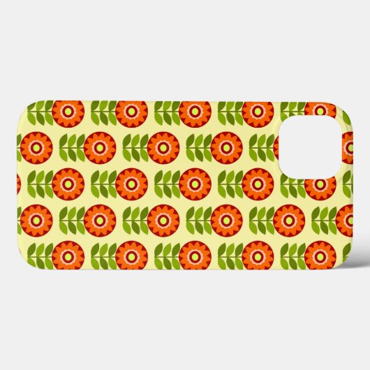 Sinaasappel, groen en geel retro bloempatroon Case-Mate iPhone case (Achterkant (horizontaal))