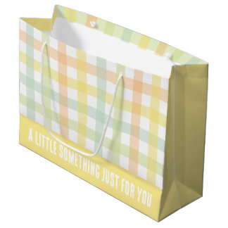 Sinaasappel Groen Geel Blauw Pastel Modern Gingham Groot Cadeauzakje