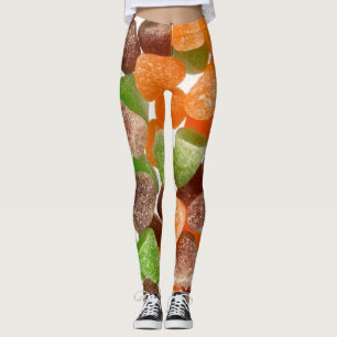 Sinaasappel groene rode snoep, gestrooid met suike leggings
