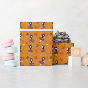 Sinaasappel Halloween Kleine Heks Cadeaupapier