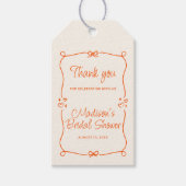 Sinaasappel Handgetekende Frame Bruiloft Dank Je Cadeaulabel (Voorkant)