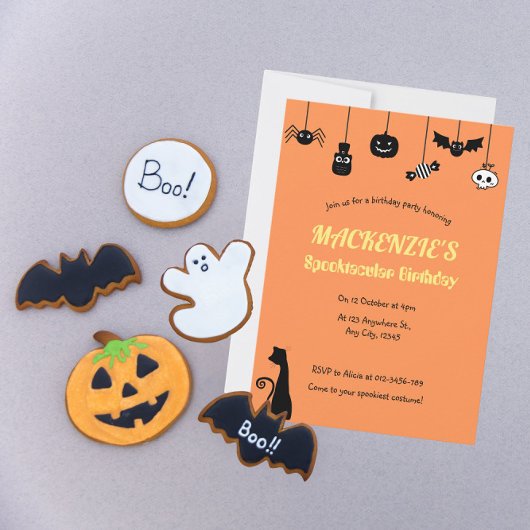 Sinaasappel Hangende Halloween Spooktacular Verjaa Kaart