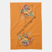 Sinaasappel Happy Thanksgiving Pompoen en Herfst B Theedoek (Verticaal)