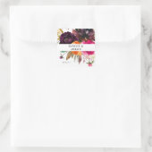 Sinaasappel, Heet Roze & Paarse Herfst Bloemen Dan Vierkante Sticker (Tas)