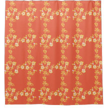 Sinaasappel Hibiscus Print Douchegordijn