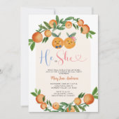 Sinaasappel Hij of Zij Groen Bloemen Geslacht Onth Kaart (Voorkant)