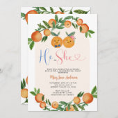 Sinaasappel Hij of Zij Groen Bloemen Geslacht Onth Kaart (Voorkant / Achterkant)