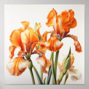Sinaasappel Irissen Bloemenkunst Print Poster