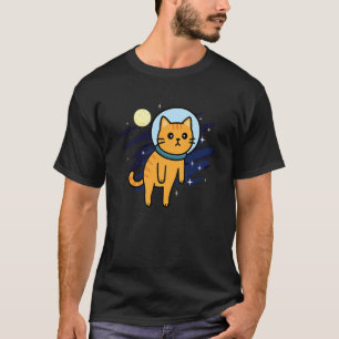 Sinaasappel Kat Astronaut Ruimte Dierenliefhebber T-shirt
