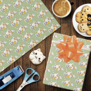 Sinaasappel Kat Grappig Toiletpapier Groen Cadeaupapier