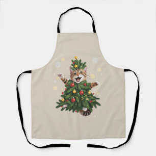 Sinaasappel Kat Kerstboom Schattig Kerstmis  Schort