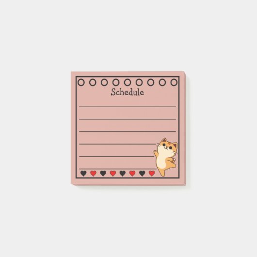Sinaasappel Kat Rooster Roze Post-it® Notes (Voorkant)