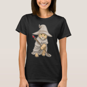 Sinaasappel kat Tovenaar Magische staf T-shirt