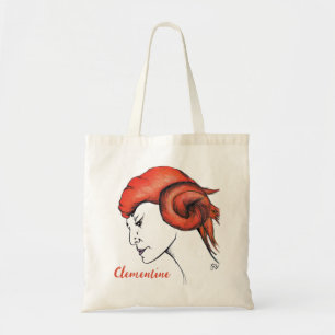 Sinaasappel Kleurig Harig Vrouwenportret Pop Art Tote Bag