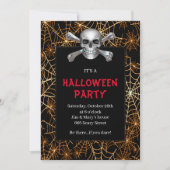Sinaasappel kobweb-halloween-partij kaart (Voorkant)