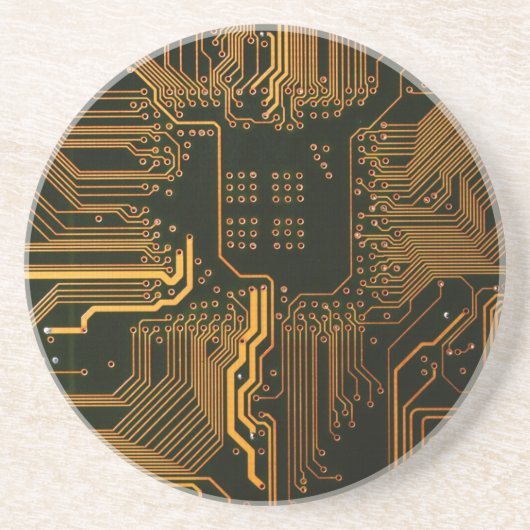 Sinaasappel Kool Computer Circuit Board Zandsteen Onderzetter (Voorkant)
