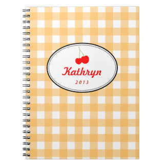 Sinaasappel land gingham patroon rode kers persoon notitieboek